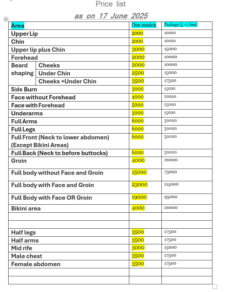 Laser Hair reduction Motus Price